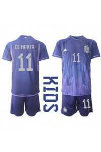 Argentinië Angel Di Maria #11 Babytruitje Uit tenue Kind WK 2022 Korte Mouw (+ Korte broeken)